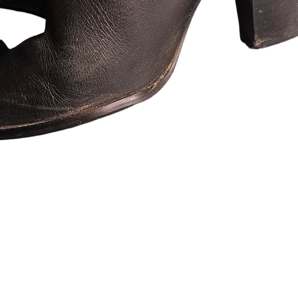 Zara black Studded Women's bootie Shoes 3.5" Chunk Heel Zipper Closure EU 39 - Picture 11 of 13